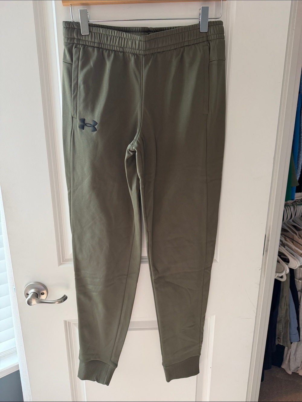 Under Armour Olive Green Kids Joggers with Black Logo